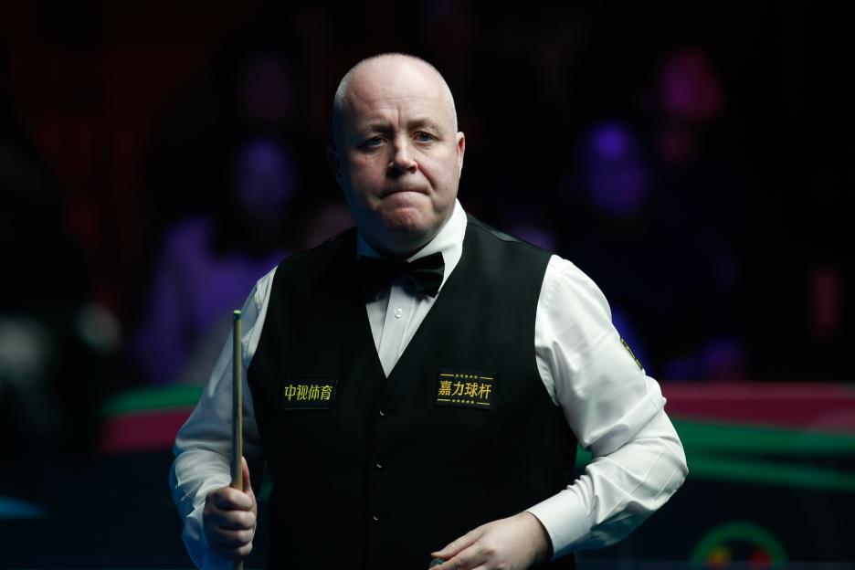 John Higgins of Scotland reacting in the final match of the International Championship 2025.