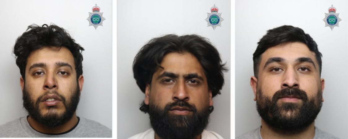 Mugshots of three men with beards.
