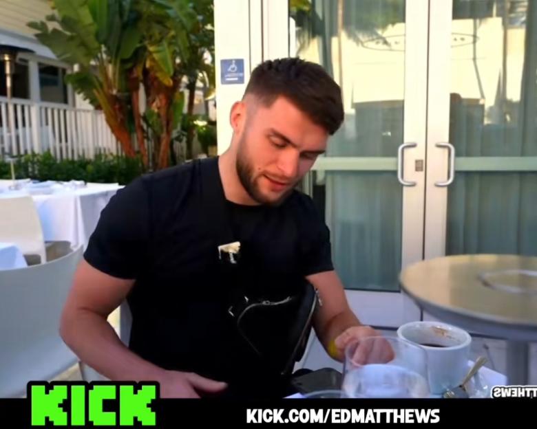 Ed Matthews reacting to news about Elsa Rae's pregnancy during a live stream.