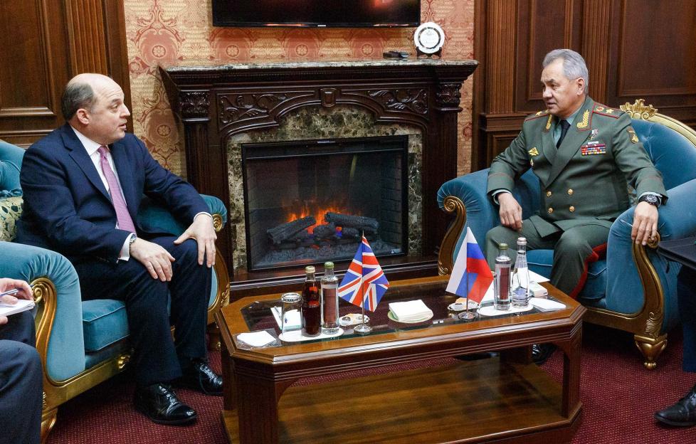 Former UK defence secretary Ben Wallace in Moscow, meeting Putin's then defence minister Sergei Shoigu on February 11, 2022.