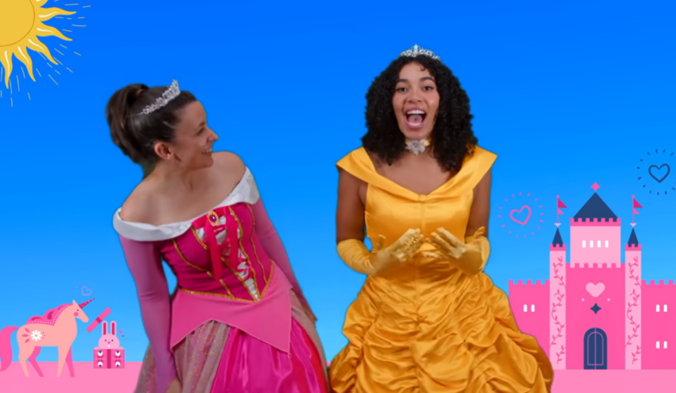 Natalie Kaye Clater and another woman dressed as princesses.