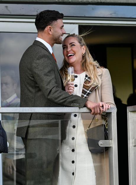 *PREMIUM-EXCLUSIVE* MUST CALL FOR PRICING BEFORE USAGE - Josie Gibson and Sam Wolfenden Seen In A Rather Flirtatious Mood Enjoying Their Day Out at The 2026 Cheltenham Festival on Ladies Day.