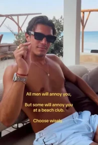 Love Island fans spot ‘disgusting’ detail as show winner Lorenzo poses topless at a beach club