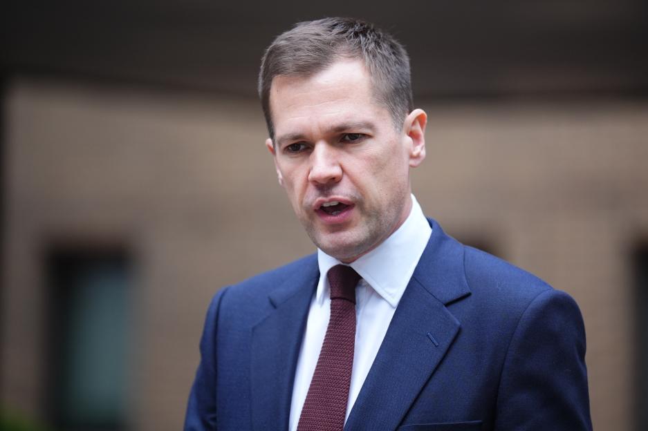 Shadow Justice Secretary Robert Jenrick speaking outside Southwark Crown Court.