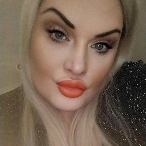 Mel Bull, identified as a benefits fraudster, seen with full makeup and blonde hair.