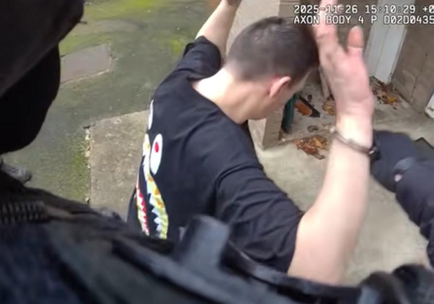 Bodycam footage shows David Oakley being arrested and handcuffed by police.
