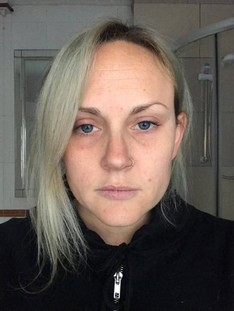 Lucy Winter, a domestic abuse victim, looking at the camera.