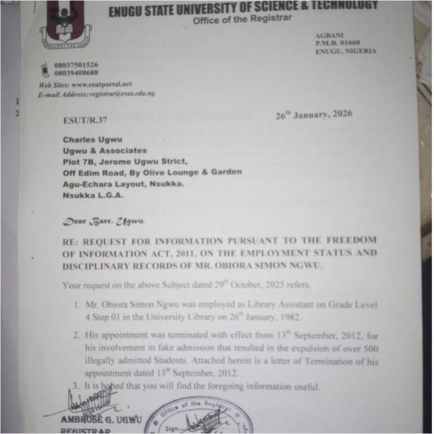 'Enugu Community Igweship Conflict Escalates as ESUT Dismisses Contender Obiora Ngwu'