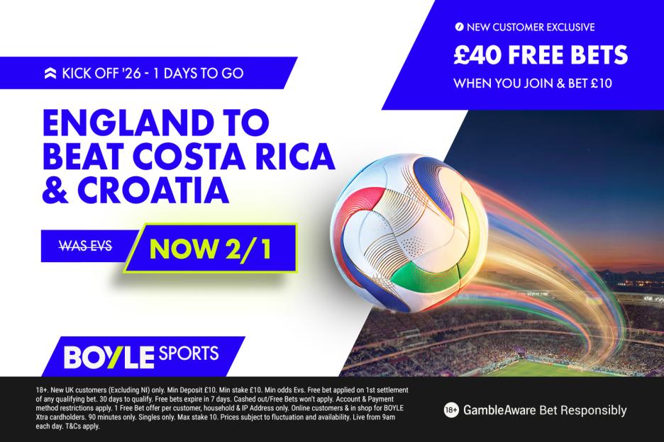 World Cup 2026: Score £40 in Free Bets and Back England to Defeat Costa Rica & Croatia at 2/1 with BOYLE Sports!