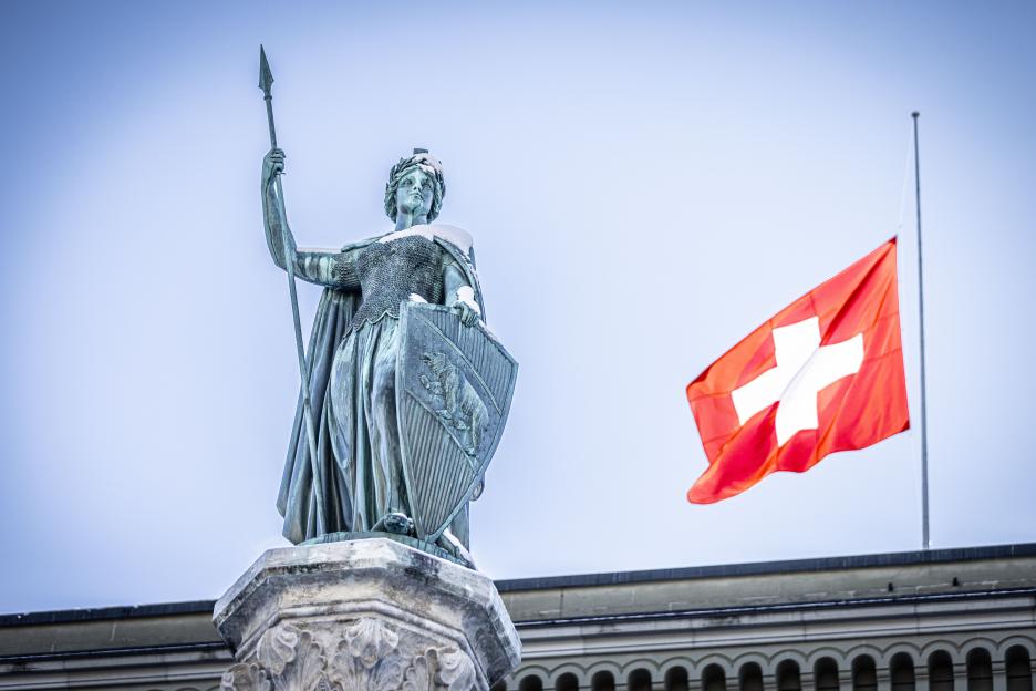 Switzerland Bern Crans Montana Ski Resort Bar Fire Flag Half Mast Mourning - 03 Jan 2026