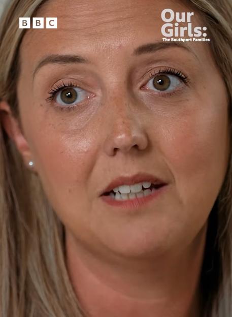 A woman's face with "Our Girls: The Southport Families" text, BBC logo, and broadcast information for BBC One and iPlayer.