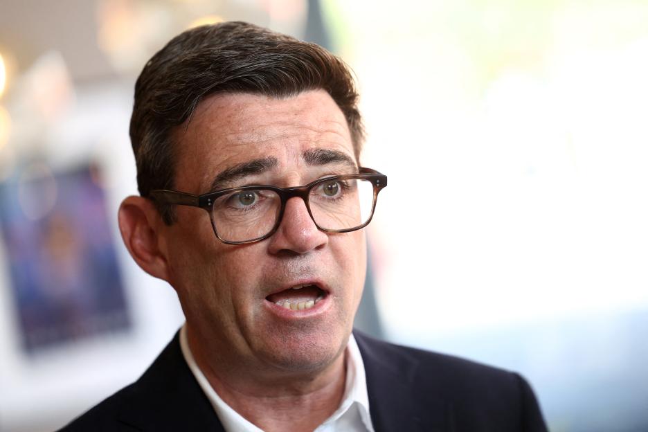 Close-up of Andy Burnham, Britain's Prime Minister, speaking during a TV interview.