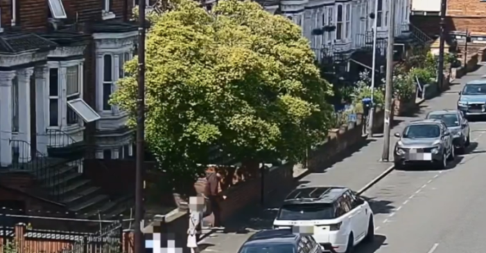 A person jumps into a tree from a first-floor window to escape from captors.