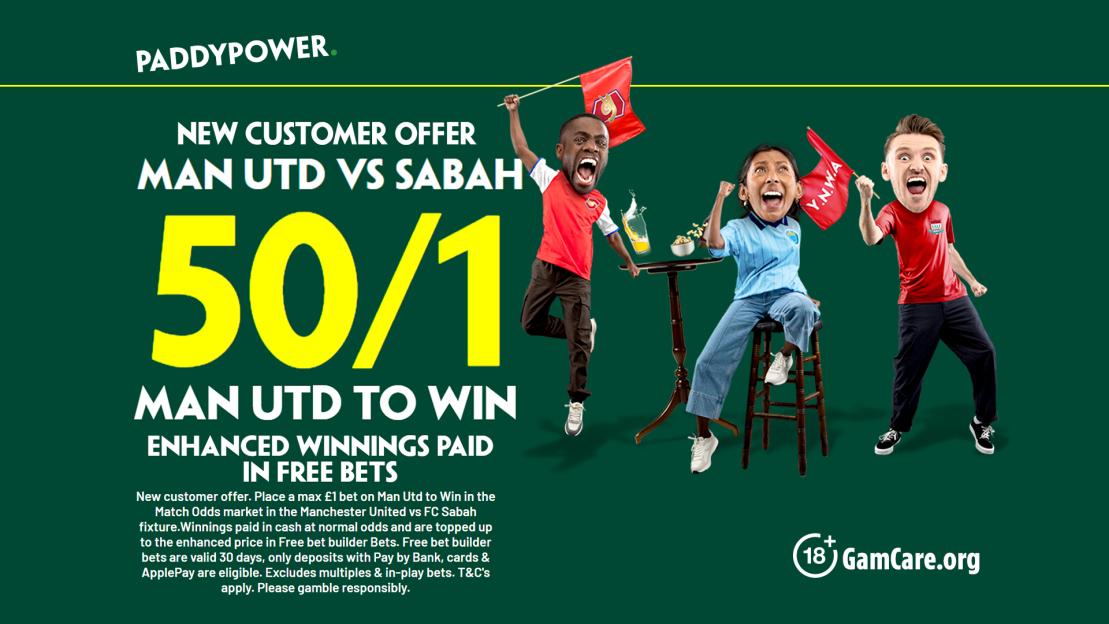 "Score Big: Man Utd vs Sabah - Grab 50/1 Odds for United to Win the Champions League Showdown with Paddy Power!"