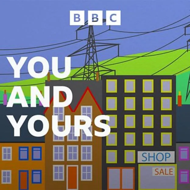 Illustration of the BBC You and Yours logo, featuring a street scene with buildings and electricity pylons.