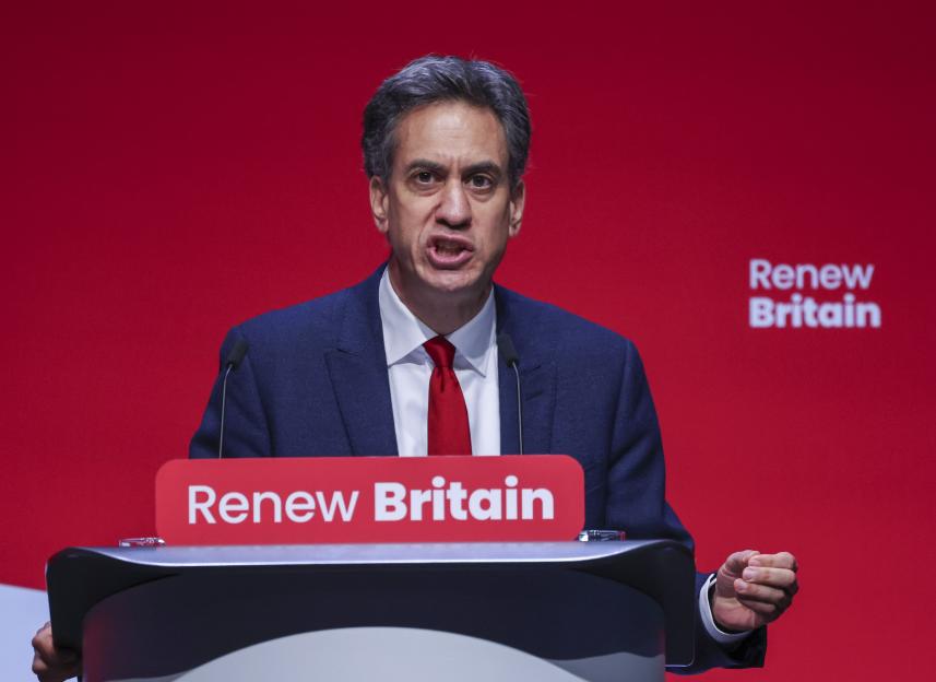 Ed Miliband MP speaking at the Labour Party conference.