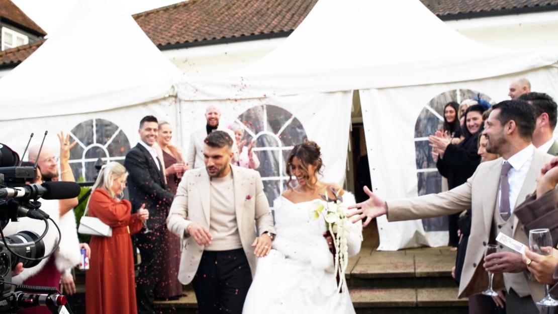 Wedding guests celebrating Colin Horton and Razvana Khan.