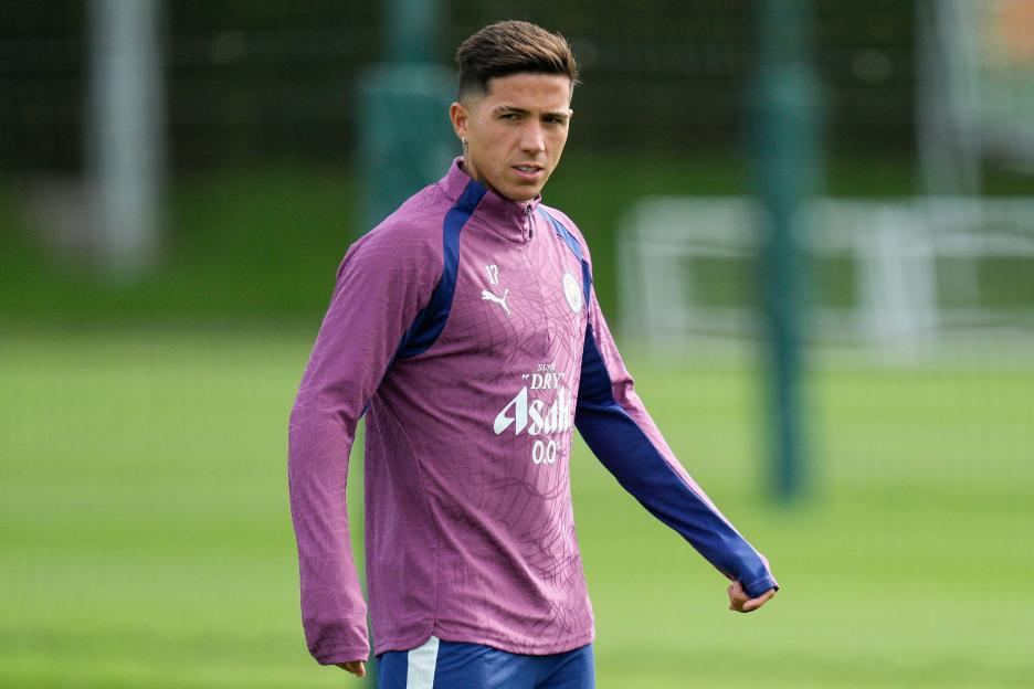 Manchester, UK. 07th Sep, 2026. Enzo Fernandez of Manchester City warms up during the Manchester City Training Session ahead of the UEFA Champions League Round 1 game against FC Porto at the Etihad Campus, Manchester, England on 7 September 2026 Cred