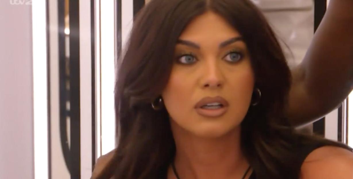 Belle Hassan looking shocked or surprised during an argument on Love Island All Stars.