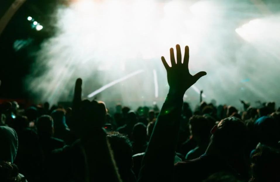 EDM Concert Abstract - Electronic Dance Music Crowd - Green