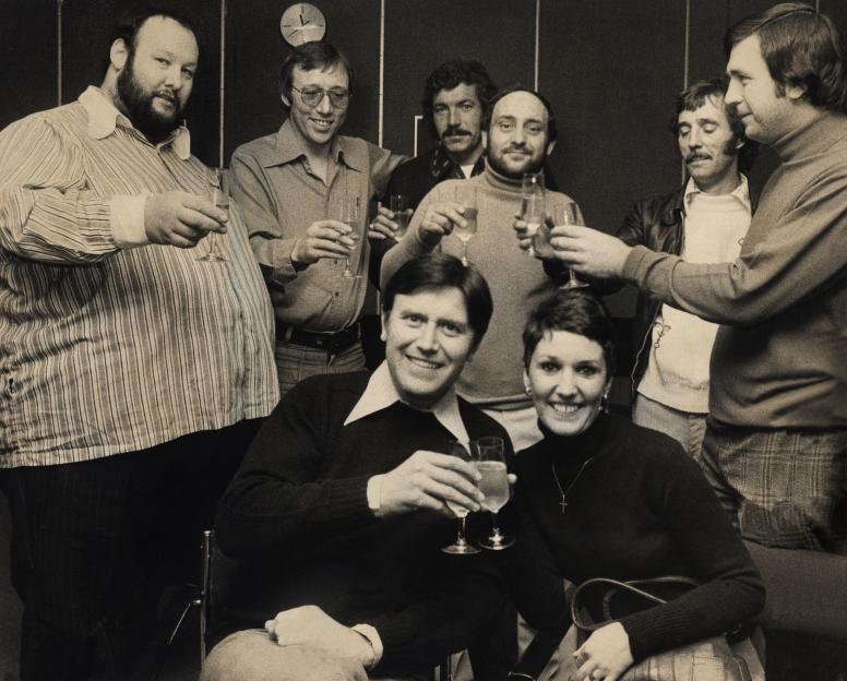 George Davis and his wife Rose celebrating his release from prison with friends.