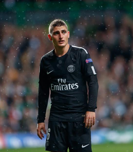 Marco Verratti playing for Paris Saint Germain during a UEFA Champions League match.