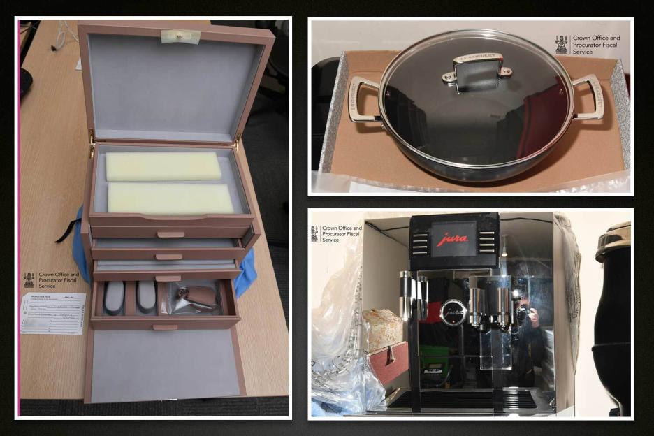Collage of a jewelry box, a Le Creuset pot, and a Jura coffee machine.