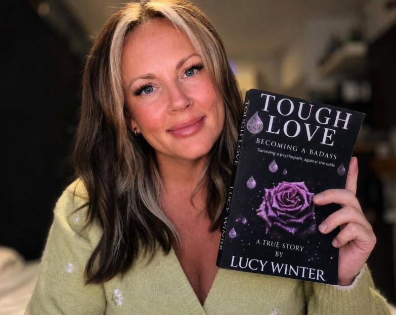Lucy Winter, a 41-year-old domestic abuse victim, looks directly at the camera with a neutral expression.
