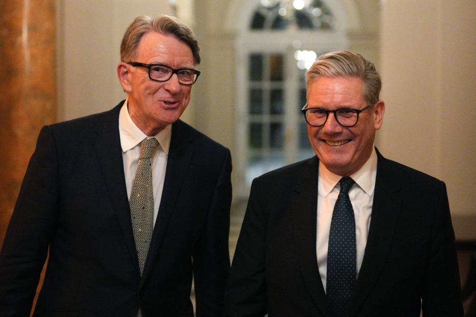 Peter Mandelson and Keir Starmer smiling.