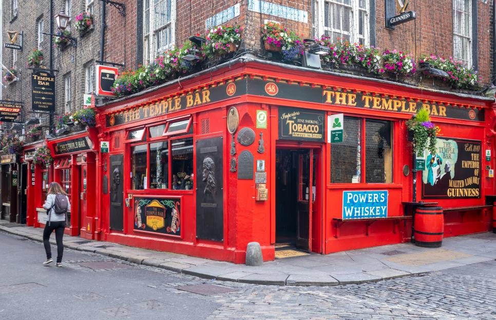 Temple Bar area in Dublin, Ireland, a popular historic quarter of Dublin