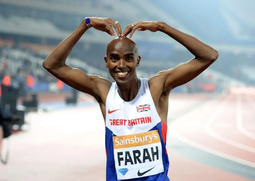 Great Britain's Mo Farah celebrates winning the Men's 3000m Final.