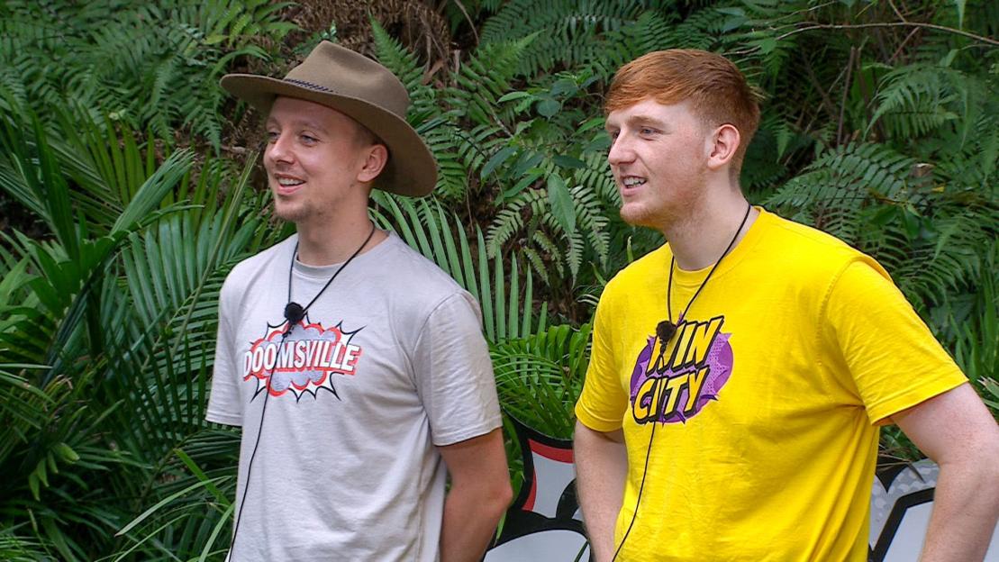 Aitch and Angryginge competing in a Bushtucker Trial on "I'm a Celebrity... Get Me Out of Here!".