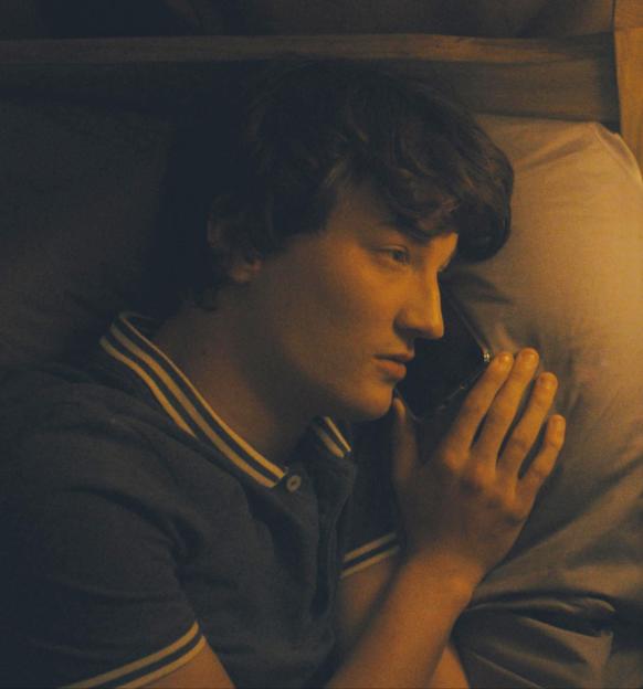 Collage of a young man and an older man talking on phones.