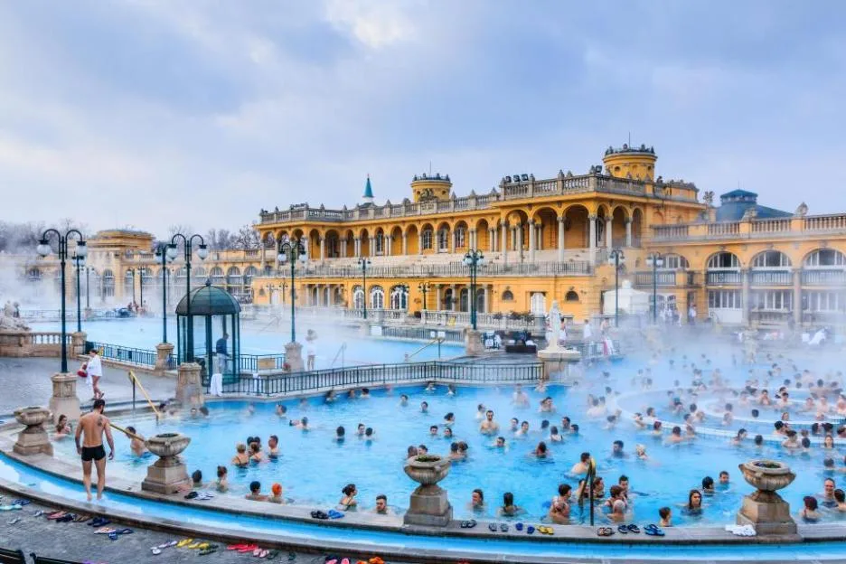 Budapest, Hungary. January 01, 2018: Szechenyi Baths in Budapest, Hungary.