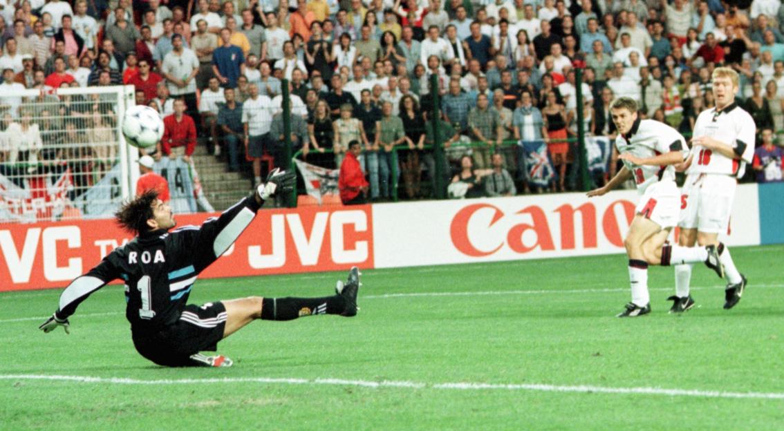 Michael Owen Scores During The 1998 World Cup Second Round Match Against Argentina