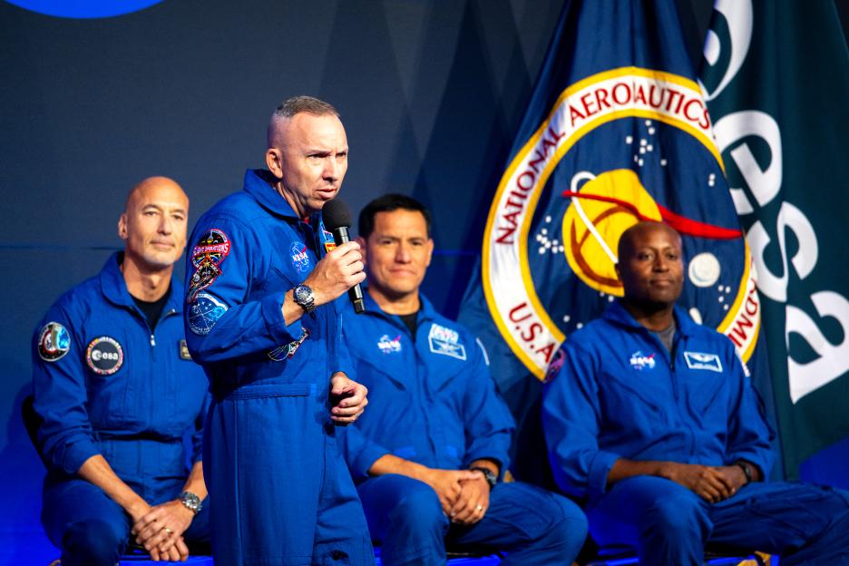 Artemis III crew announcement at Johnson Space Center.