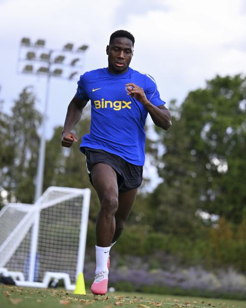Dario Essugo of Chelsea training.