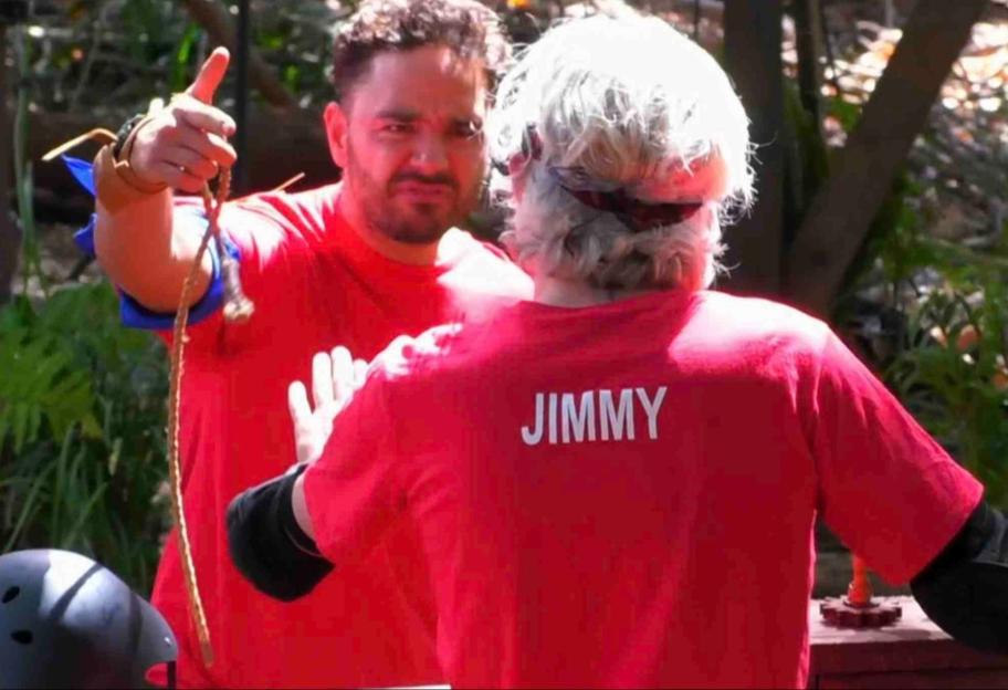 Adam Thomas shouting at Jimmy Bullard during a trial on I'm a Celebrity Get Me Out Of Here! South Africa.
