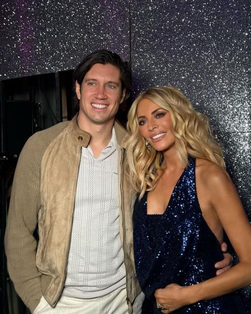 Tess Daly and husband Vernon Kay posing together.