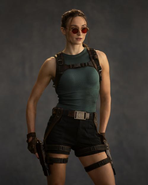 Sophie Turner as Lara Croft in the new Prime Video series, Tomb Raider.