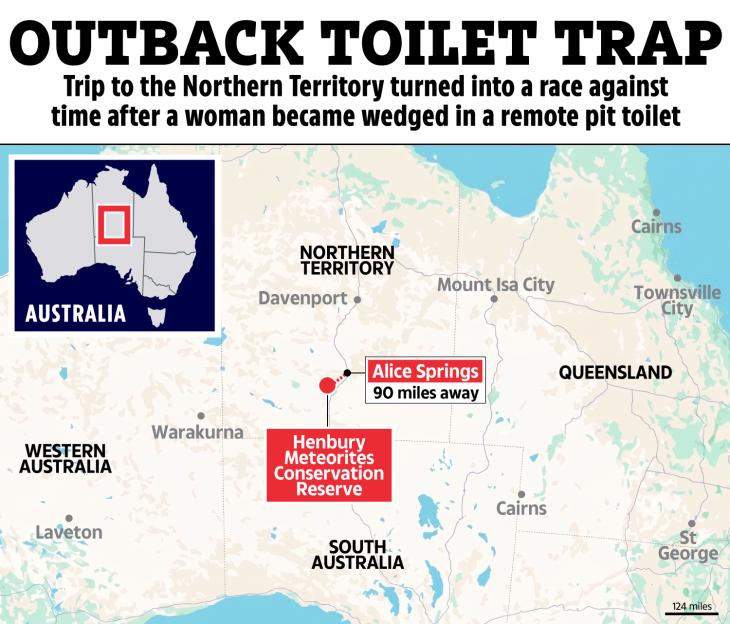 Map showing the location of the Henbury Meteorites Conservation Reserve in Australia's Northern Territory, 90 miles from Alice Springs.