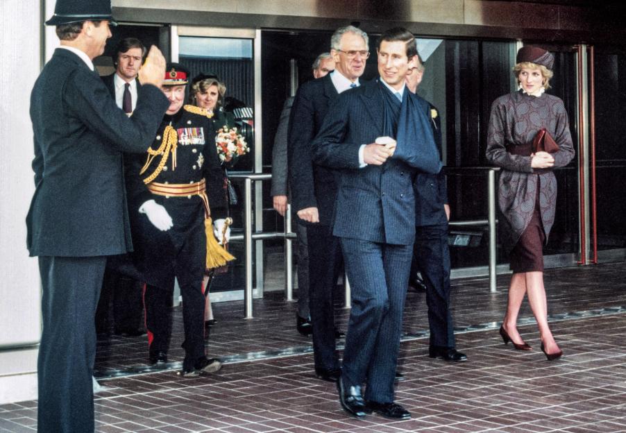Prince Charles and Princess Diana at the inauguration of Terminal 4, Heathrow Airport, 1986.