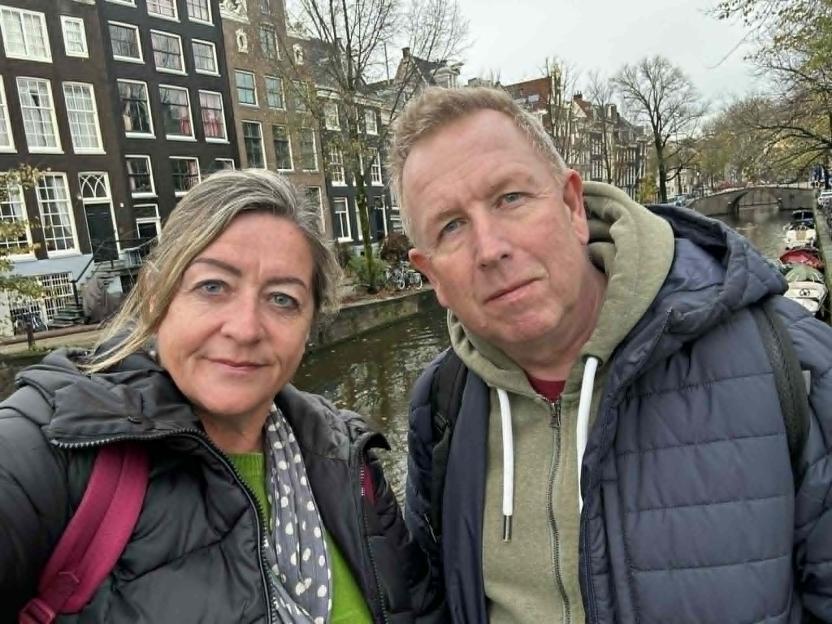Helen and her husband in Amsterdam.