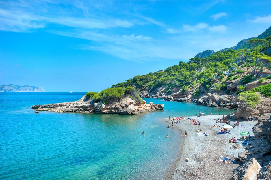Playa de S'Illot beach in Bonaire, Mallorca, Balearics, Spain.