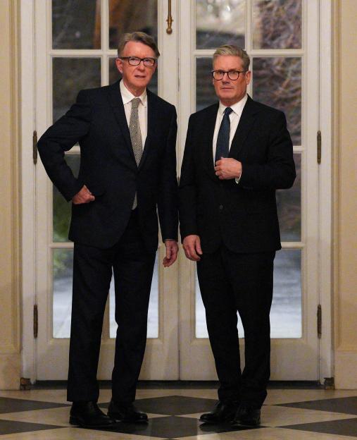 British Prime Minister Keir Starmer and Britain's Ambassador to the United States Peter Mandelson.