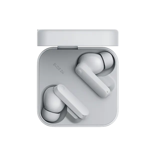 CMF Buds 2a in a light grey charging case.