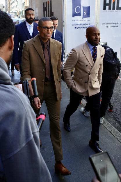 Contestants from the BBC's "Celebrity Apprentice" in central London.