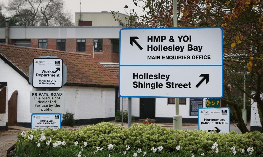 Signage for Hollesley Bay prison and other facilities.
