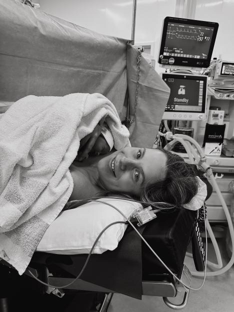 Frankie Gaff with her baby girl in the hospital.