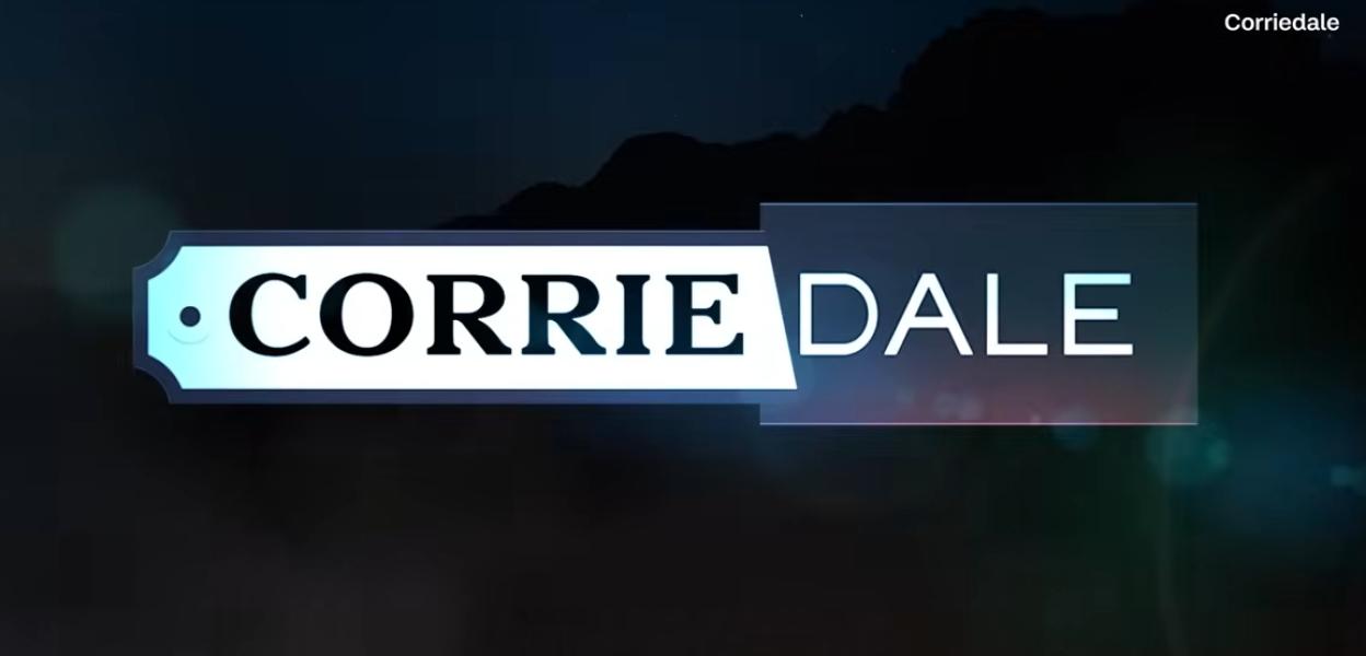 The title "Corriedale" in two parts, "Corrie" on a light blue street sign and "Dale" on a dark blue rectangular panel.